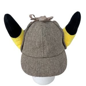 Unisex Adult Pokemon Center Detective‎ Pikachu Hat Brown Herringbone Plush Ears